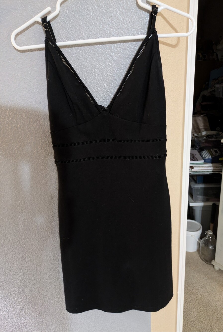 Black V-Neck Women's Dress - Sleek Minimalist Style